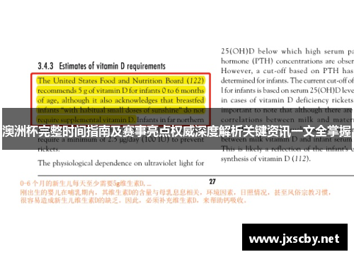 澳洲杯完整时间指南及赛事亮点权威深度解析关键资讯一文全掌握